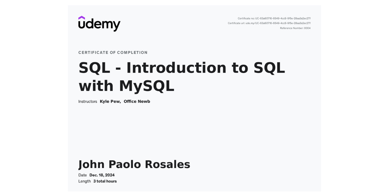 SQL with MySQL